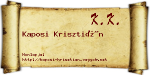 Kaposi Krisztián névjegykártya